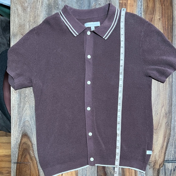 Standard Cloth (Urban Outfitters) Brown Waffle Stitch Polo Button Up sz M - Picture 10 of 14